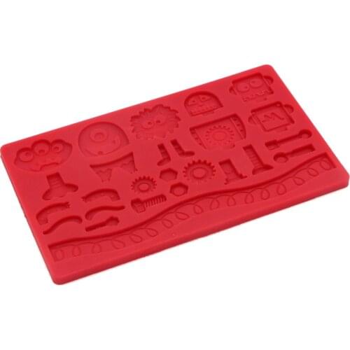 Moldes De Silicona Cocina Fondant 3D Mold Robot Shaped Cake Decorating Tools Silicone Lace Mats