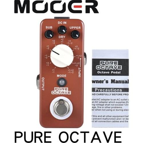 MOOER PURE OCTAVE Mini Octave Guitar Effect Pedal 11 Octave Modes True Bypass Full Metal Shell