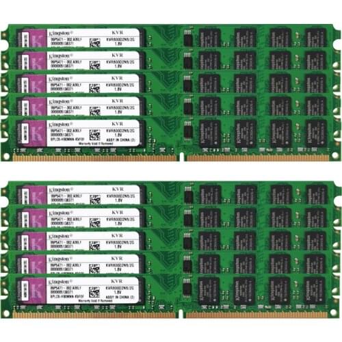 Kingston 10x2GB DDR2 800MHz UDIMM RAM PC2 6400U 240Pins 1.8V Non ECC Unbuffered Intel and AMD Compatible Desktop Memory