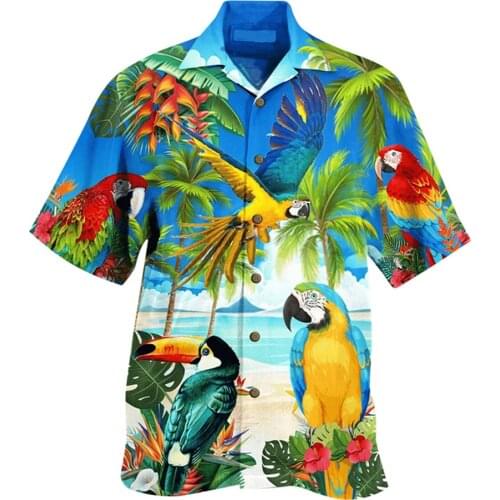 New Fashion Mens Shirt Beautiful Parrot 3D Printed Shirt Unisex Harajuku Casual Summer Short Sleeve Top CS09