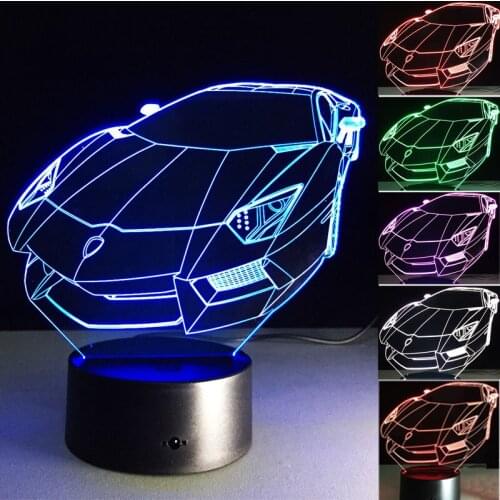 Novelty 3D LED Night Light Car Illusion USB Lamp Touch RGB 7 Color Changing Table Night Light Bedside Lamp Atmosphere Home Decor