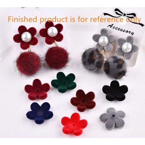 New 50pcs/lot color flocking flowers shape handmade charms diy jewelry earring/bracelet/apparel pendants accessory