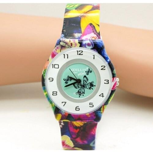 New Arrival High Quality Fashion Childrens Butterfly Design Analog Kids Clock Quartz Watches Kol Saati