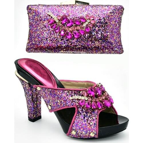 New African Shoes and Bag Set for Party Italian Ladies Shoes and Bags To Match Set Decorated with Rhinestone Luxury Women Shoes