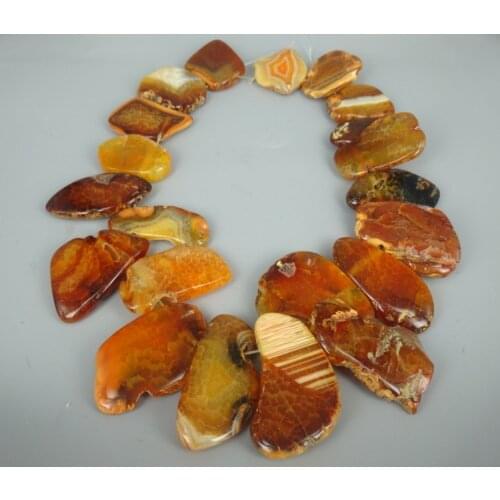 Orange Smooth Stone Slice Beads Necklace Point Pendant, 2017 FreeCharm Stone Super Popularity European Fashion Jewelry for Women