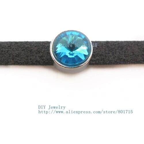 Brithday Gift birthstone-December slide charms Internal Dia 8mm slide Charms Jewelry Finding fit 8mm wristband pet collar