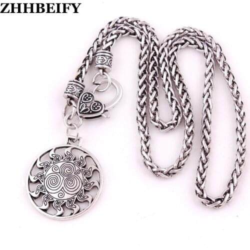 Pendant Newgrange Spirals Ireland amulet charm Leather chain Pendant wheat bracelet Necklace