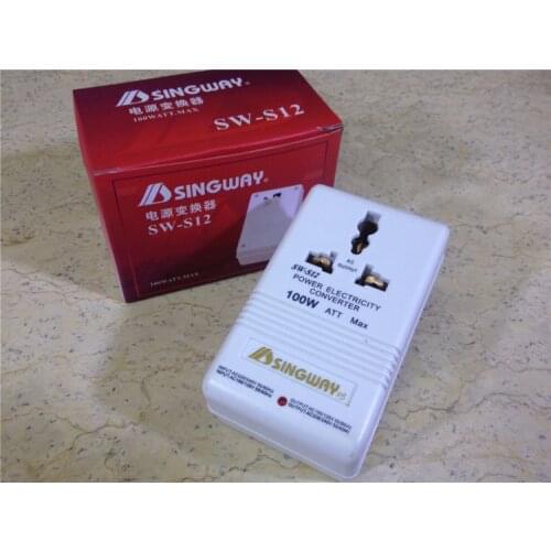 SINGWAY S12 100W 110V 120V to 220V 240V Step-Up Down Voltage Converter Transformer Travel Dual Channel Power Converter