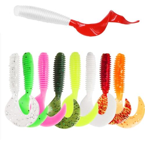 10pcs/Lot Soft Lures Silicone Bait 50/60/70mm Worm Jigging Wobblers Shrimp Fishy Smell Additive Tackle Bass Carp Artificial Bait