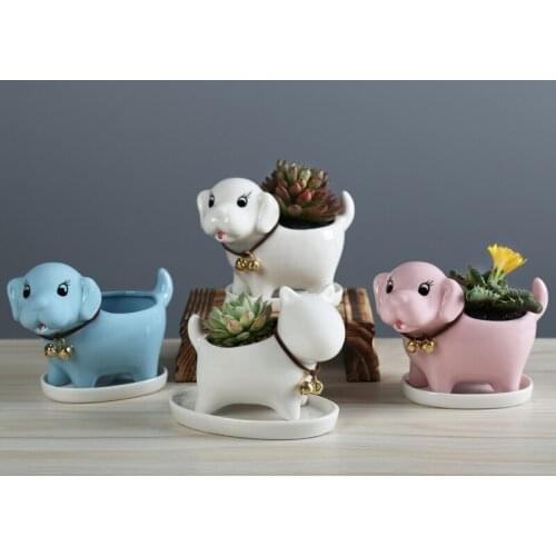 Nordic Creative Ceramic Cartoon Small Animal White Flowerpot Decoration Personalized Indoor Succulent Plant Flowerpot Decoration