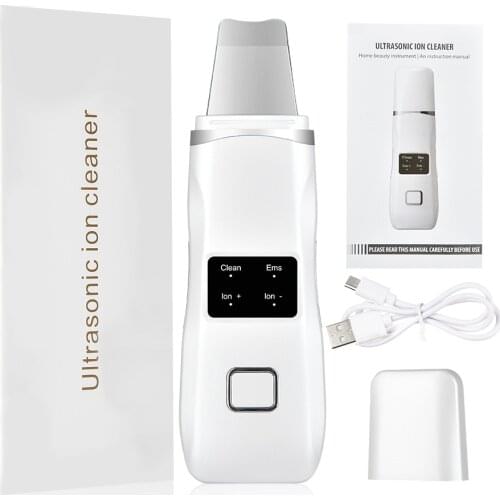 Red Light Therapy Skin Scrubber Ultrasonic LED Photon EMS Microwave Pulse Reduce Wrinkles Spatula Blackheads Peeling Beauty Tool