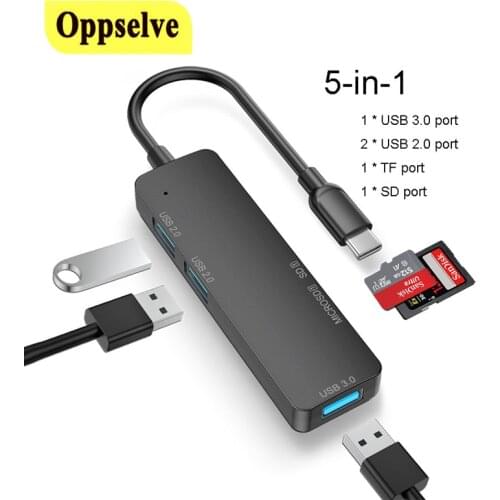 USB 2.0 3.0 HUB Type C High Speed 5 in 1 HUB USB 3.0 Multi Splitter Extender Adapter for Laptop Computer SD TF Card Reader Dock