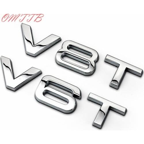 V6T V8T logo 3D Metal Fender Side Body Badge Emblem car Sticker Auto Automobiles for Audi A4 A3 A5 A6 A1 Q3 Q5 Q7 Car-Styling