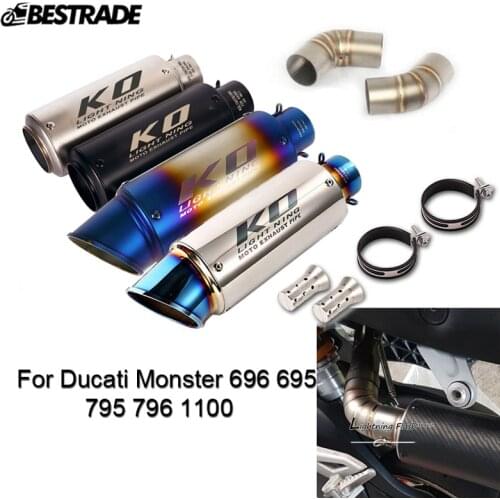 Exhaust System For Ducati Monster 696 695 795 796 1100 Motorcycle Exhaust Muffler Pipe Slip 51mm Middle Tube L&R Stainless Steel