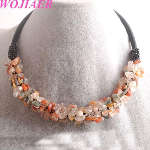 WOJIAER Natural Jaspers Gem Stone Chip 4~8mm Beads Chokers Necklaces 18 inches Women Jewelry PH257