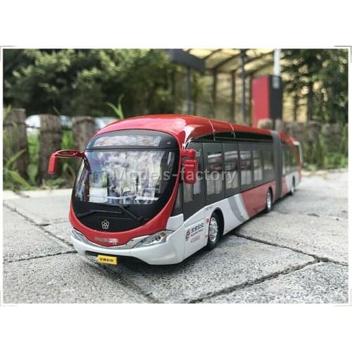 Yinlong 1/43 Beijing Articulated Electric City Bus Diecast Model Bus Big Red fish with Light Metal,Plastic,Rubber gift Display