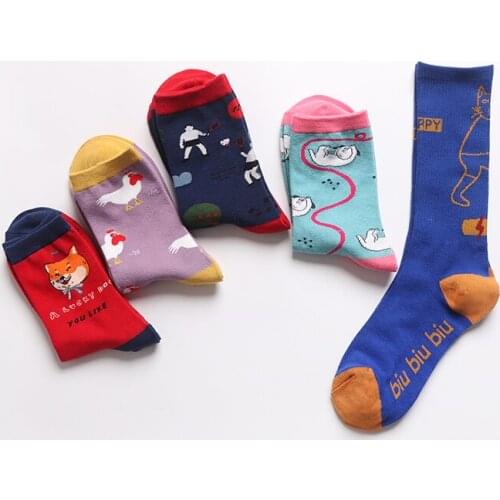 YZ-S-ZZ-0106 Autumn and winter new art fan original personality cartoon cotton socks lady animal stockings in the socks