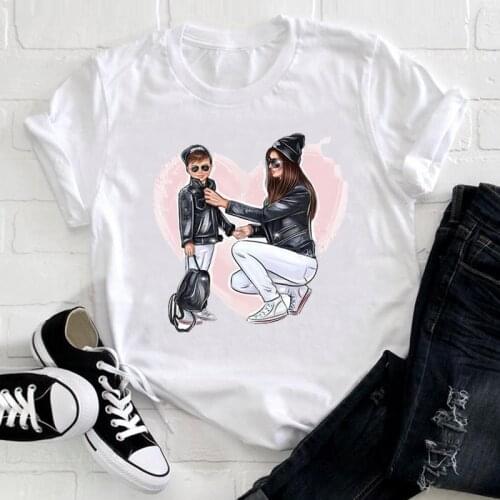 Women Clothing Cartoon Son Love Trend 90s Fashion Mama Mom Mother Summer Clothes Print Tshirt Female Tee Top Graphic T-shirt
