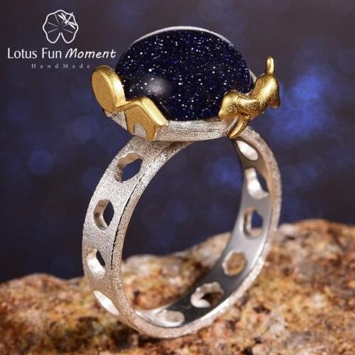 Lotus Fun Moment Dog Escape From the Earth Rings Real 925 Sterling Silver Handmade Handmade Design Fine Jewelry Rings for Women