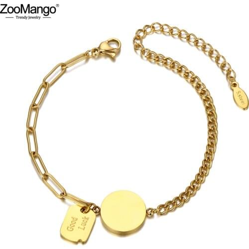 ZooMango Titanium Stainless Steel Bohemia Beach Chain & Link Bracelets For Women Trendy Good Luck Charm Bracelet Jewelry ZB20125