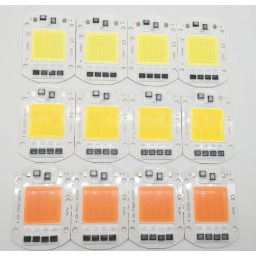 10pcs LED COB Bulb Chip 50W Chip 110V 220V Input Smart IC Fit LED Flood Light Cold White Warm White Full spectrum Street Lamp