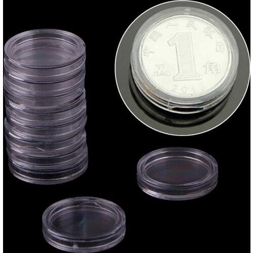 10Pcs Gifts Plastic Coin Capsules Box 18mm Transparent Small Round Coin Holder Box For Coin Collection