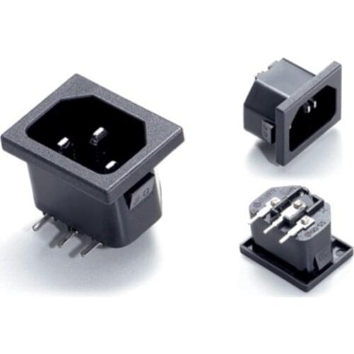 10Pcs Black AC 250V 10A IEC 60320 C14 Male Plug Right Angle 3 Pins PCB Panel Power Inlet Socket Connector