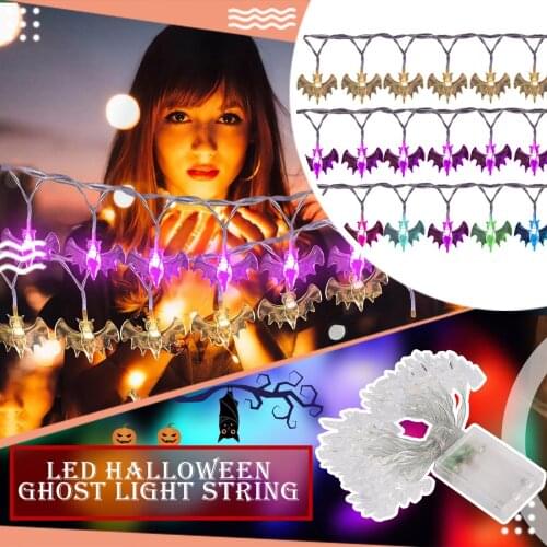 10led Halloween Pumpkin Spider Bat Skull String Light Lamp Home Garden Party Outdoor Halloween Decoration Lantern Light 1.5m #WT