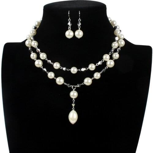 2020 ZA Korean Classic Necklace Jewelry Set Imitation Pearl Pendant Chain Earring For Women Charm Clavicle Chain Accessories