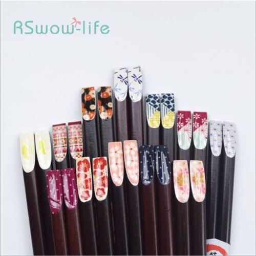 3P Products Long Chopsticks Wood Tableware Creative Portable Cherry Blossom Nail Chopsticks For Kitchen Supplies