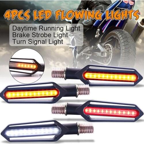 4Pcs Motorcycle 24Leds Turn Signal Flowing Water Blinker Flashing Lights Motorcycle Flasher Light DRL Indicator Light Brake Lamp