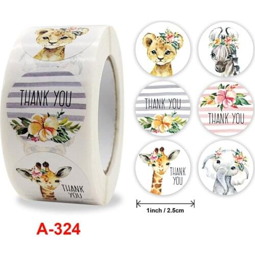 500 Pcs Cute Animals Flowers Reward Stickers Thank you Sticker Roll for Kids for School Reward Students Teachers Labels
