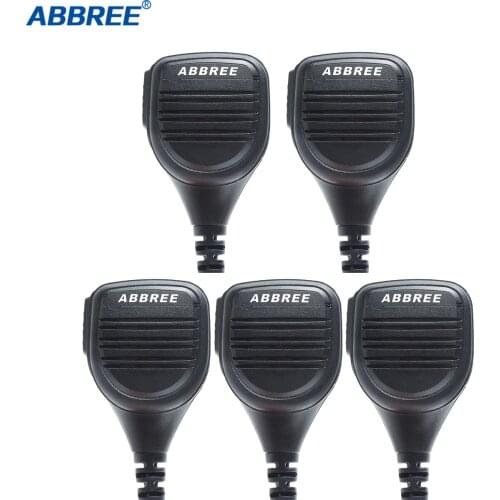 5PCS ABBREE AR-760 Walkie Talkie Speaker Microphone PTT Mic with 3.5mm Earpiece jack For Kenwood For Baofeng UV5R UV82