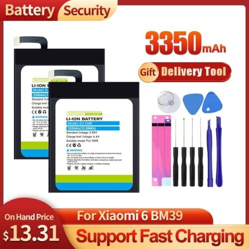 DEJI Battery For xiaomi 6 BM39 Original Capacity 3350mAh internal Batteries Replacement new battery 0 cycle MI 6 With Tools
