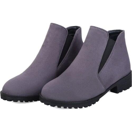 Big Size Square-heeled Shoes, Short-heeled Suede, One-foot Push-on Single-boot Plushing