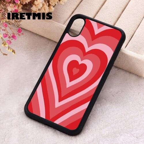 Iretmis 5 5S SE 2020 phone cover cases for iphone 6 6S 7 8 Plus X Xs Max XR 11 Pro 12 MINI Soft Silicone TPU RED HEART LATTE