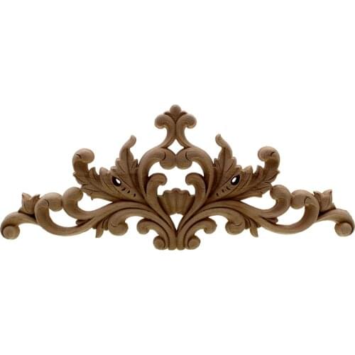VZLX European-style Wood Applique Vertical Long Flower Tablet For Furniture Door Vintage Maison Accessories Decoracion Hogar