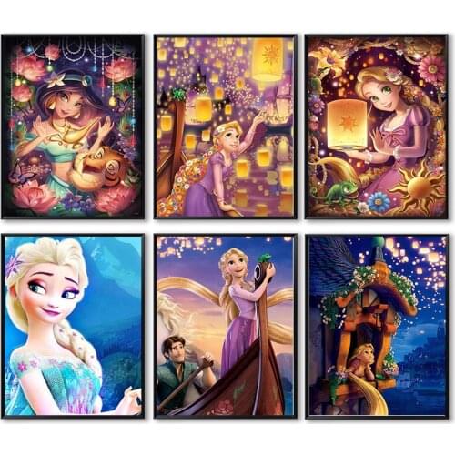 Disney Watercolor Alice In Wonderland Princess Canvas Painting Disney Cartoon Girl Poster and Print Wall Pictures for Kids Room