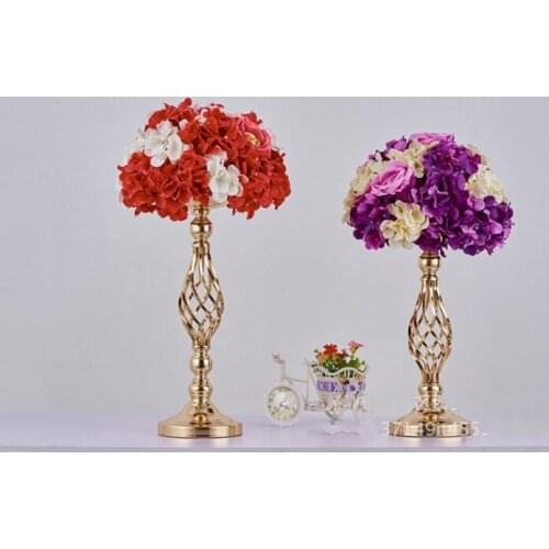 European style gold plated iron flower vase metal candle holder candle stick wedding centerpiece event road lead wedding prop