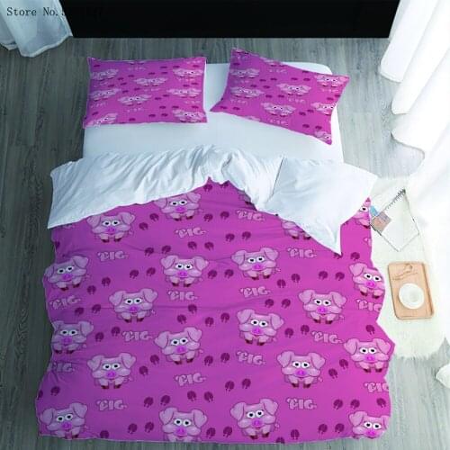 2/3 Pieces Pink Pig Bedding Set 3D Print Cartoon Duvet Cover For Bedroom Bed Cover Set For Boys Girls Bed Quilt Cover Pillowcase