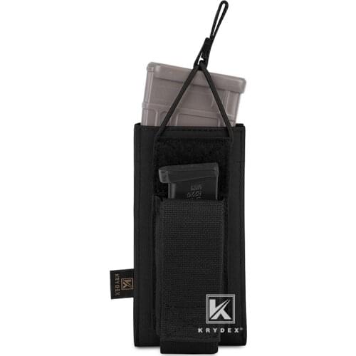 KRYDEX Rifle & Pistol Single Open Top Magazine Pouch Tactical 5.56.223 MOLLE /PALS Magazine Carrier For Airsoft Black