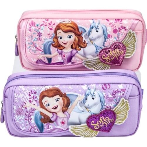 Disney pencil case cartoon cute large capacity Sophia stationery bag colorful canvas hand bag school supplies gift