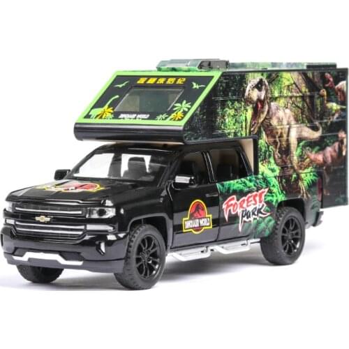 Simulation 1: 32 Tyrannosaurus transport vehicle Raptor sound and light open door childrens alloy toy car birthday gift