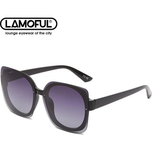 LAMOFUR 2021 Fashion Star With Fox Head Big Frame Ladies Sunglasses Polarized Sunglasses Women UV Protection 50025