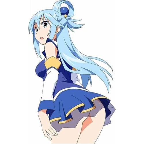 Cartoon Car Sticker for Aqua Konosuba Short Skirt Motorcycle Car Windshield Decal Anime PVC Waterproof Decoration 8cmX13cm