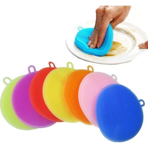 Soft Silicone Cleaning Brush Dishwashing Sponge Multi-functional Fruit Vegetable Cutlery Kitchenware Brushes Kitchen Tools
