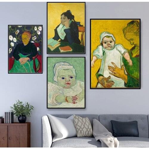 Wall Art Retro Style Home Decor Little Baby Canvas Print Portrait Painting Modular Female Figure Picture Posters For Living Room