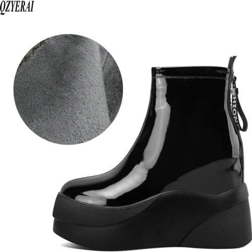 New Winter women shoes 100% natural Genuine leather boots ankle bottom of thick Warm fur Female boots cowhide Chelsea snow boots