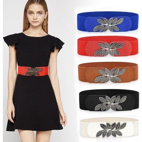 New Windbreaker Elastic Waistband Button Decoration Wide Belt Ladies Belt Alloy Buckle Belt Dress Windbreaker Decoration Gift