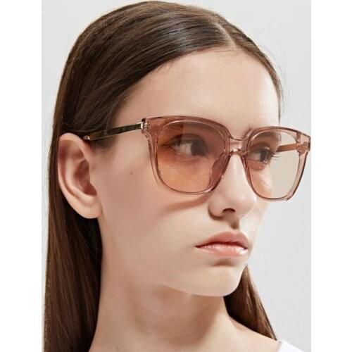 New Flat Top Oversize Square Sunglasses Women Fashion Retro Gradient Sun Glasses Men Blue Big Frame Vintage Eyewear UV400